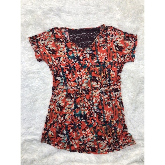 Top Fille Mudd à Motifs Floraux - Manches 3/4, Finition Transparente - Taille 12